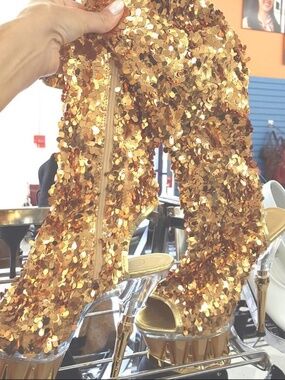 ISO Pleaser Gold Sequin Boots Sz 7